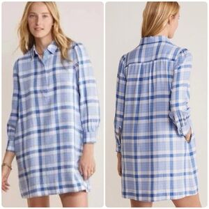 NWT Small Vineyard Vines Plaid Long Sleeve Cotton Blend Popover Dress